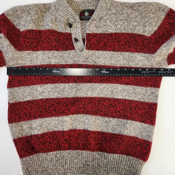 High Sierra Vintage Wool Pullover Sweater Mens Size L Oatmeal Red Striped - Picture 6 of 9